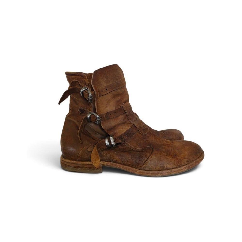 AS 98 Zarek  Brown Suede Buckles Grunge Rock Boho Boots sz 42 US 11.5  READ